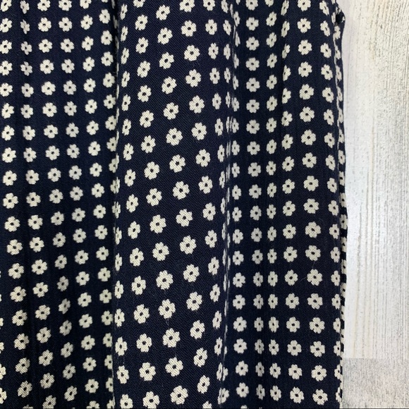 Vintage High Rise Navy Flower Print Elastic Waist Trousers Size Large - Picture 8 of 11